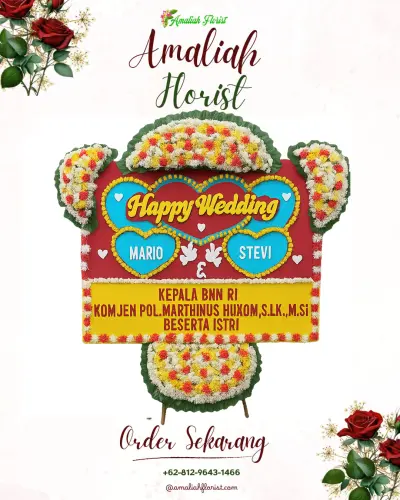 Karangan Papan Bunga Pernikahan di Aryaduta Makassar